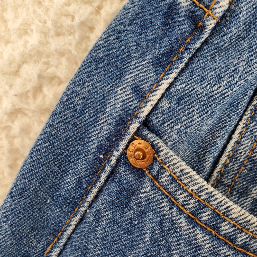 80s Levis 501 0115 Blue Jeans Mens 34x36 Buttonfly Wide Leg VTG USA (32x36) - Picture 11 of 13